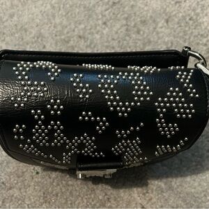 MCM Black Mini Shoulder Bag with Silver Studs